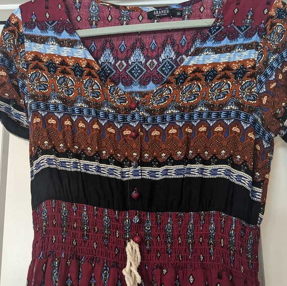 Long dark red hippy sun dress - Picture 2 of 4